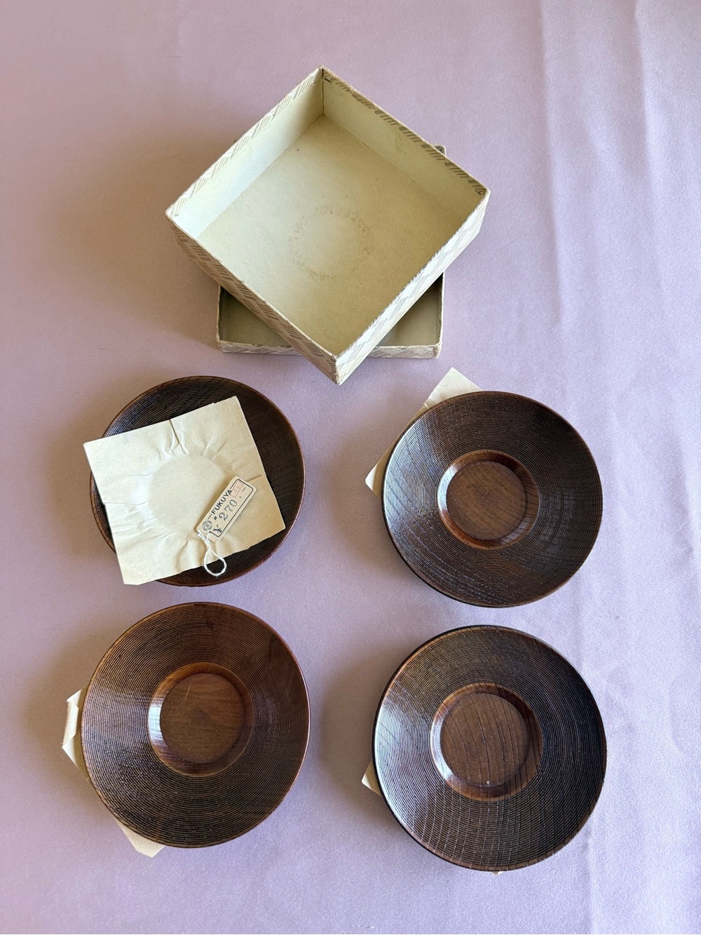 Chataku Japanese Tea Cup Saucer Set 5pc Vintage Round Sencha Bamboo